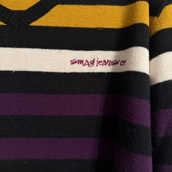 Vintage Smas Jeans Londoner station 5 Retro Rugby Preppy Stripe Sweater L - Picture 2 of 9